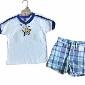 Looney Tunes 2 Pc Set Tweety Bird Top Plaid Shorts